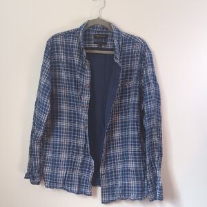 Banana Republic Navy Plaid Shirt Jacket